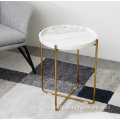 Mesa de café con top de mármol cromado de oro de latón